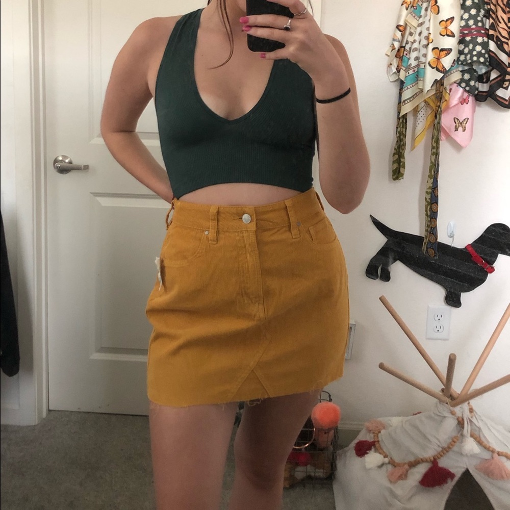 Yellow corduroy skirt
